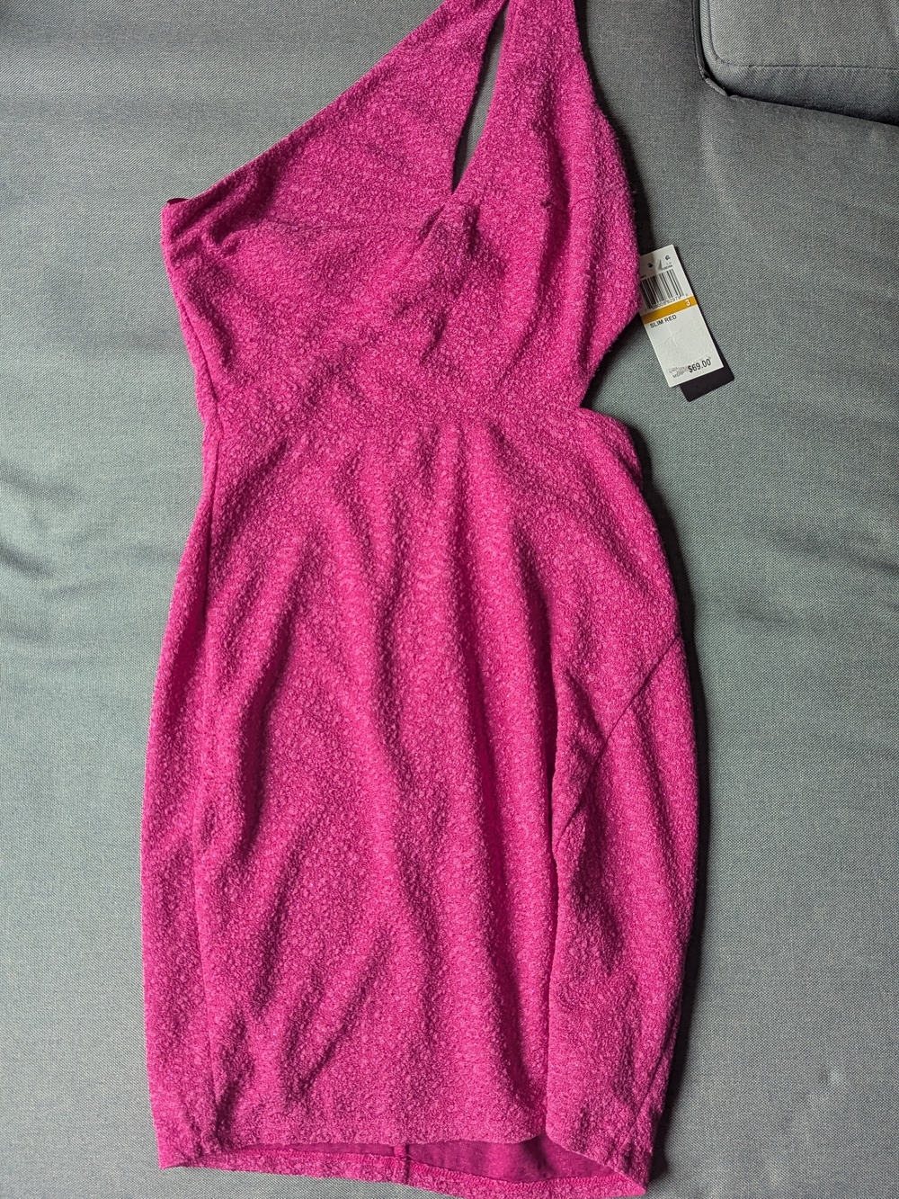 City Studio Bright Pink One-Shoulder Mini Dress
